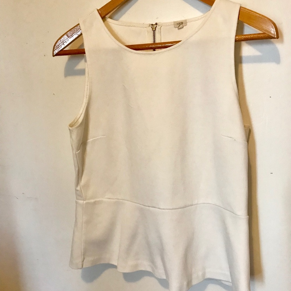 J CREW White Cotton Peplum Blouse Top